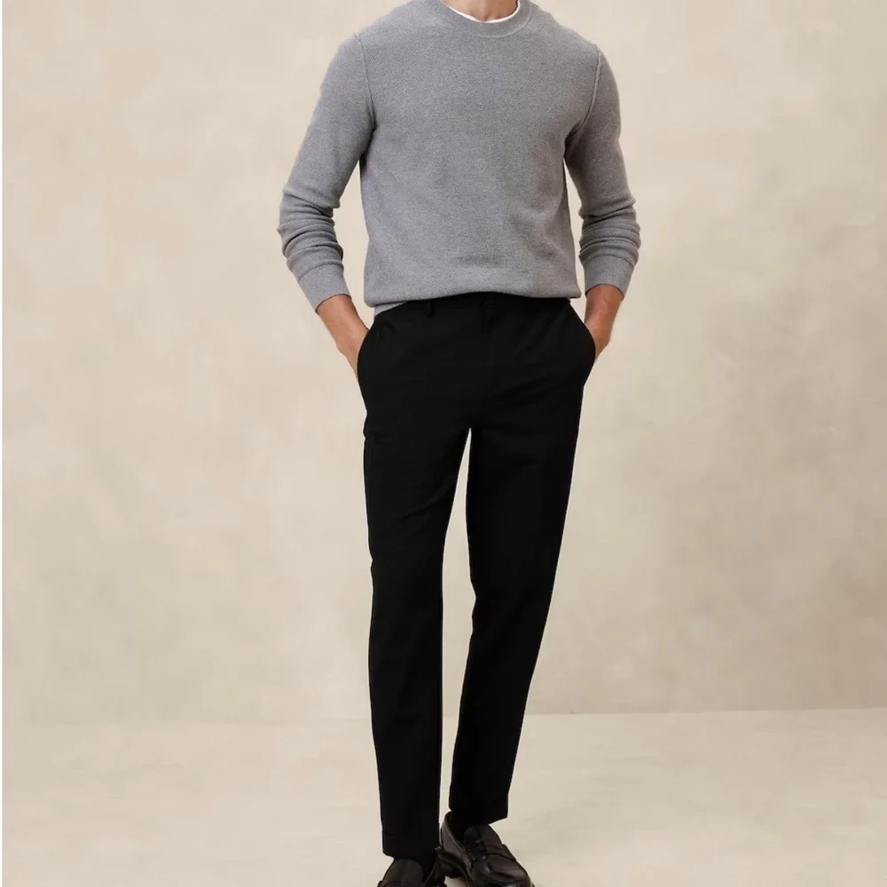 Banana Republic Men's Black Tailored Slim Fit Dess Pants